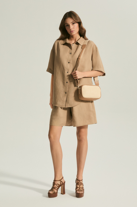 Beige short-sleeved shirt
