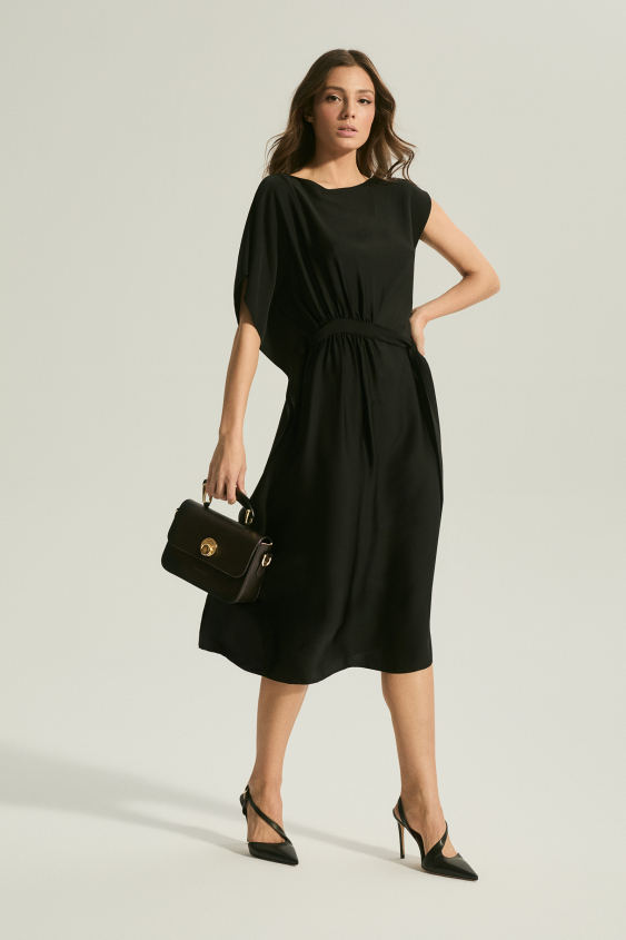 Black dress with asymmetrical top