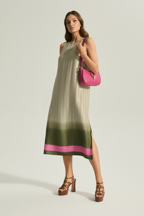 Green print dress