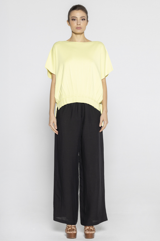Bright yellow blouse with kimono sleeves