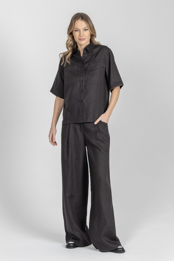 Lniana bluzka z krótkim rękawem