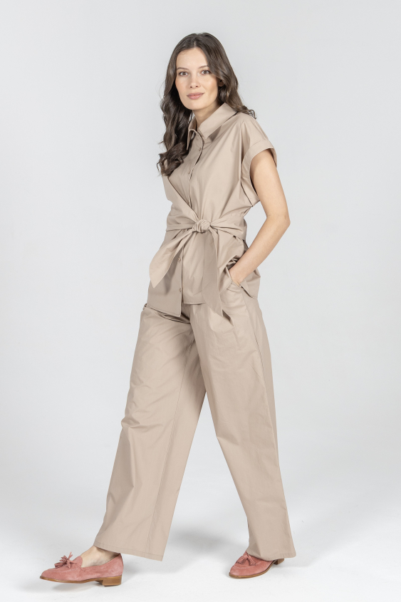 Bluzka z krótkim rękawem z wiązaniem w pasie