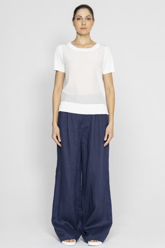  Cream short sleeve blouse
