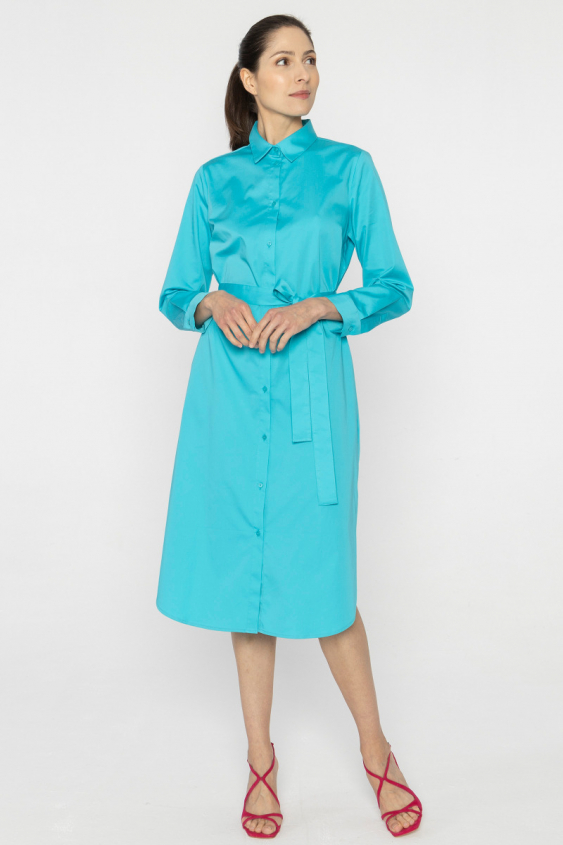 Langarmhemdkleid in Türkis