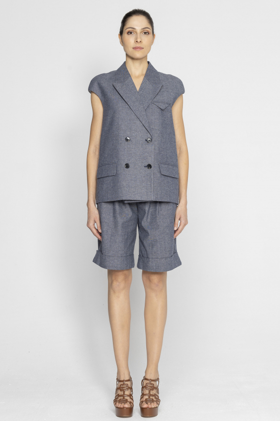 Marineblauer kurzärmeliger Blazer