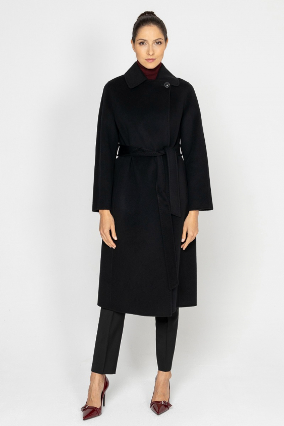 Black tie-waist coat