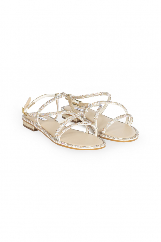 Gold elegant flat heeled sandals