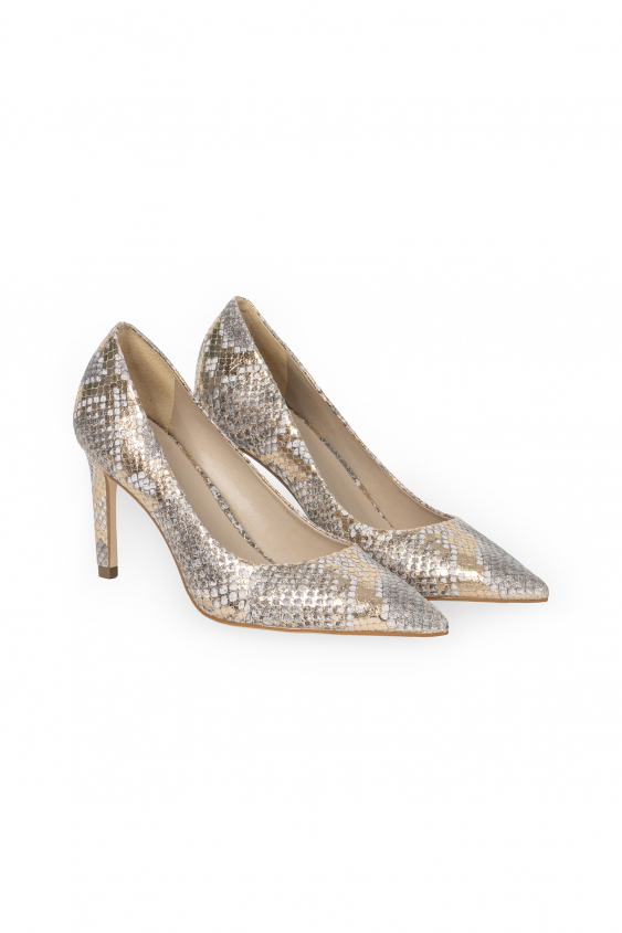 Beige and gold high heels