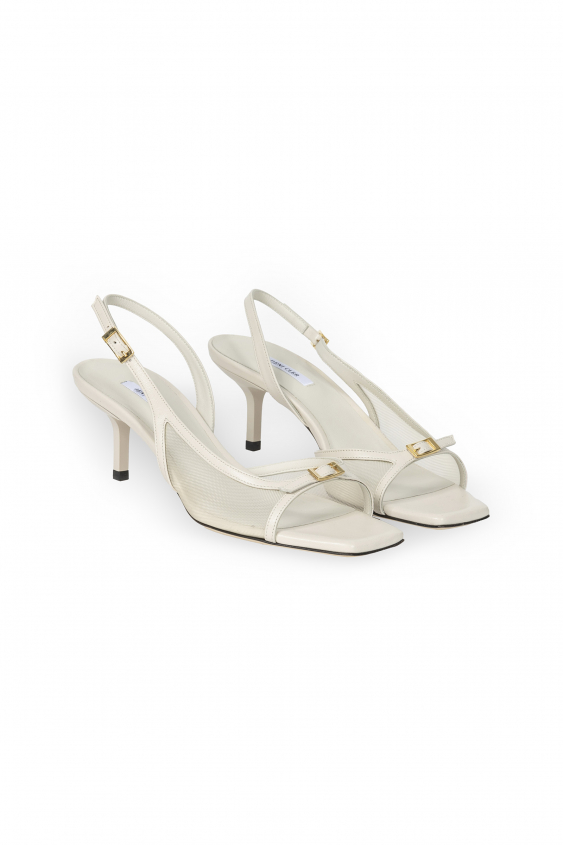 Cream high heel sandals