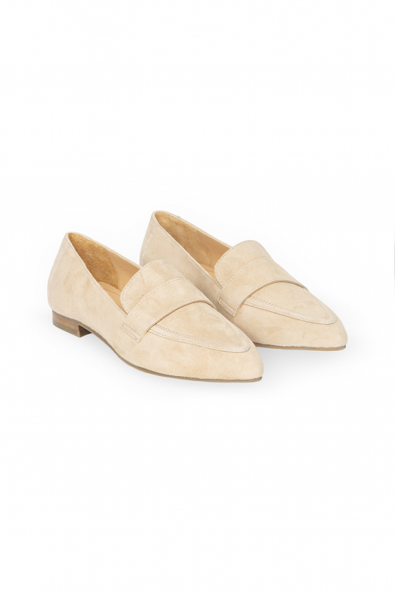 Beige suede moccasins