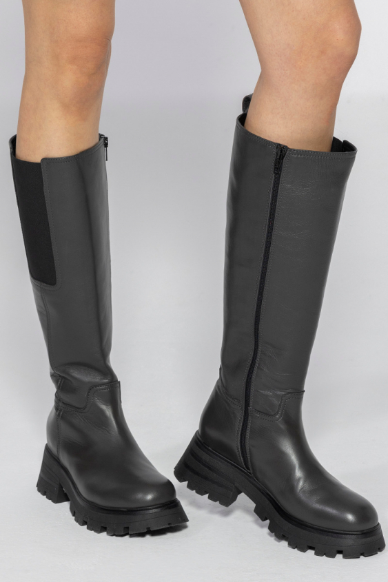 Anthracite boots in military style