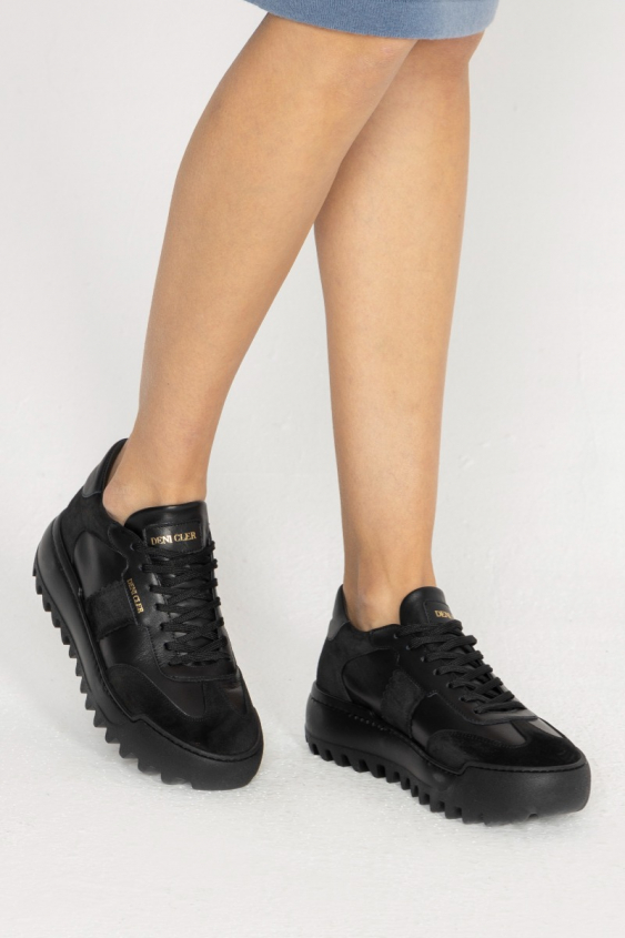 Black leather sneakers