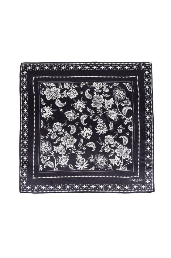 Jedwabna chusta w czarno-biały print
