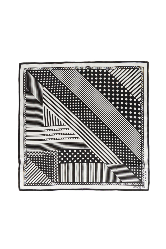 Jedwabna chusta w szaro-czarny print