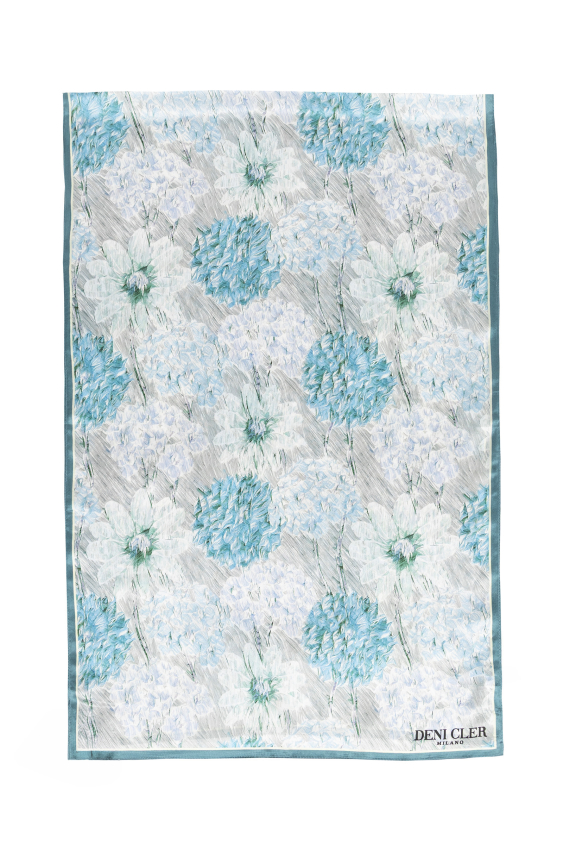 Jedwabny szal w niebieski print