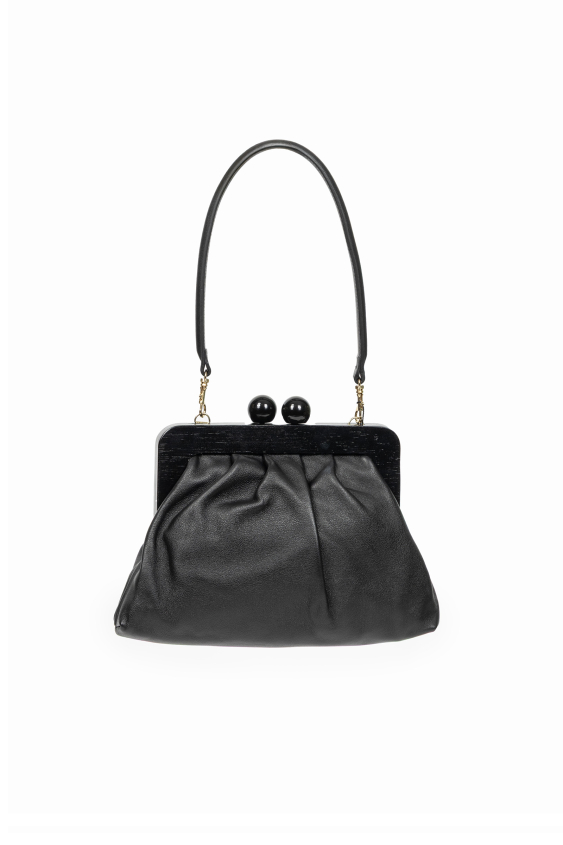 Czarna mała elegancka torebka z zatrzaskiem