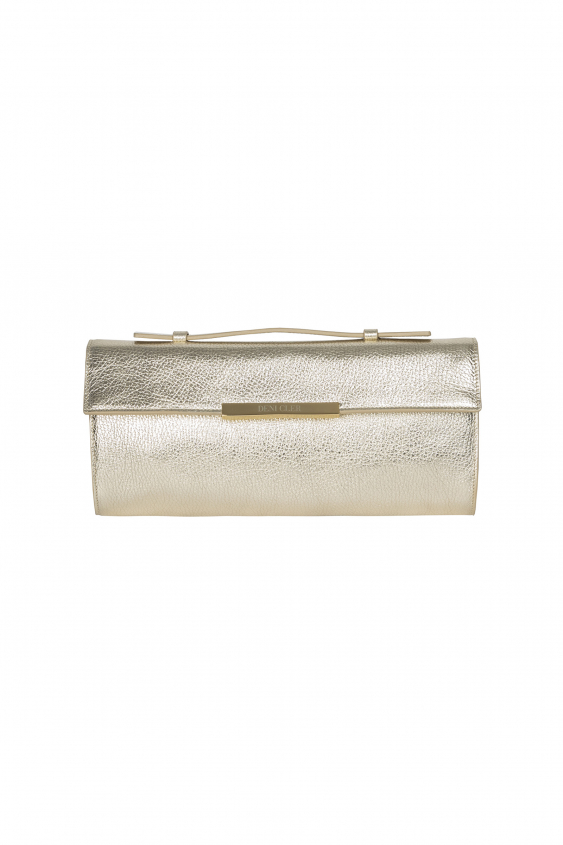 Gold rigid clutch bag