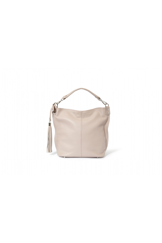 Beige shopper bag from soft leather 