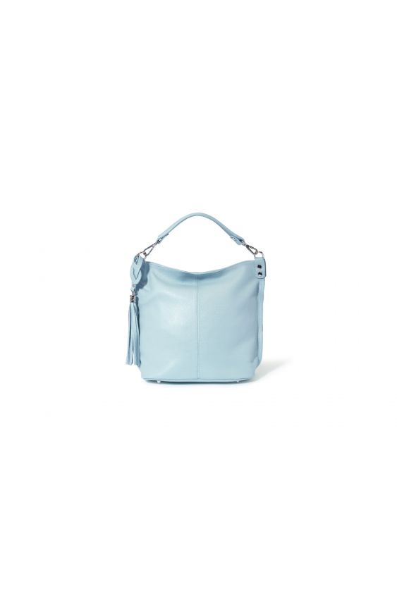 Blue shopper bag from soft leather