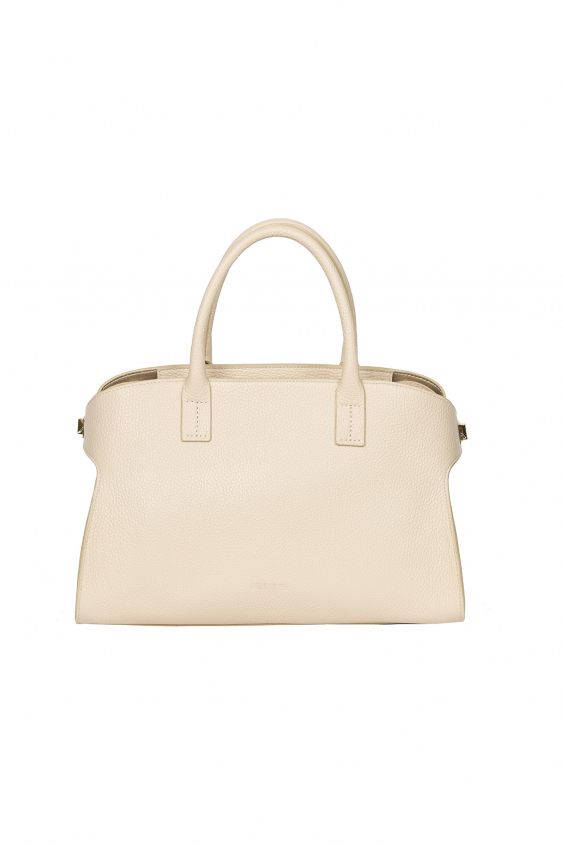 Cream-colored handbag with a short handle