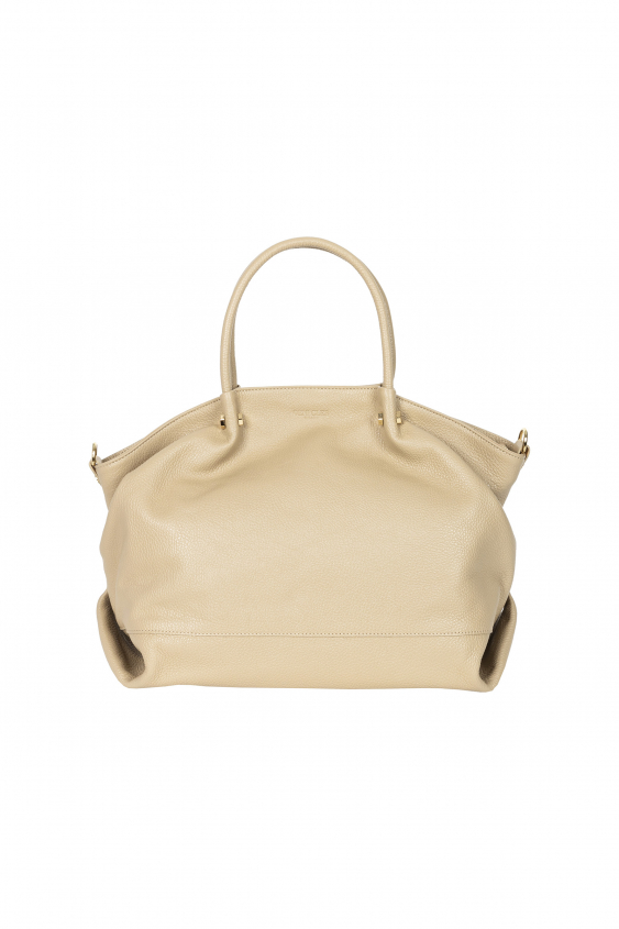 Große beige Tasche aus weichem Leder