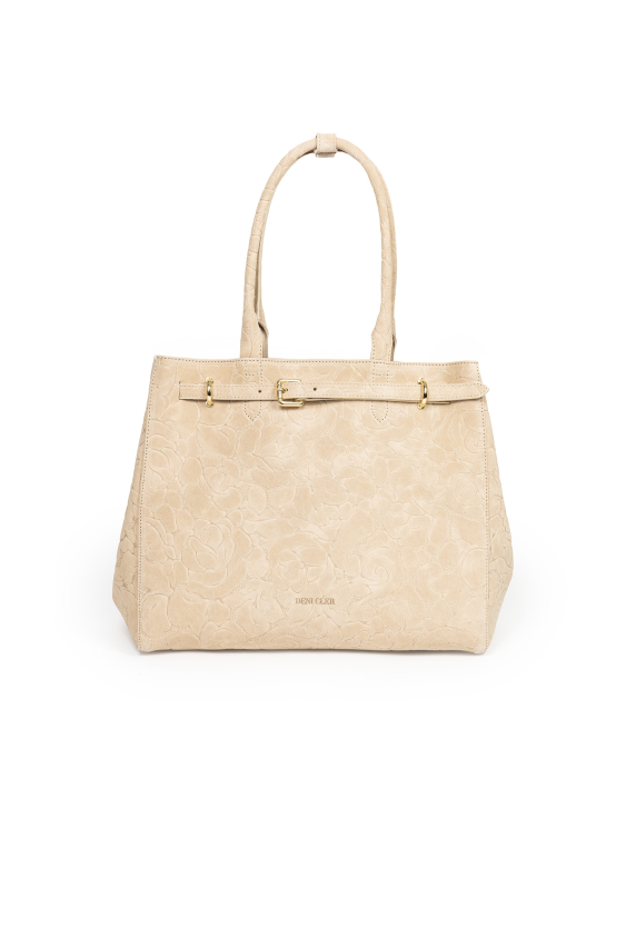 Duża zamszowa torba w kolorze beżowym