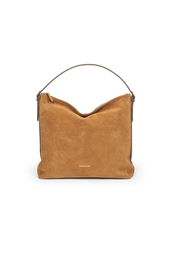 Zamszowa duża torba w kolorze kamelowym