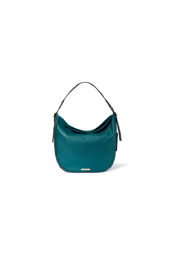 Large dark green bag from soft leather 