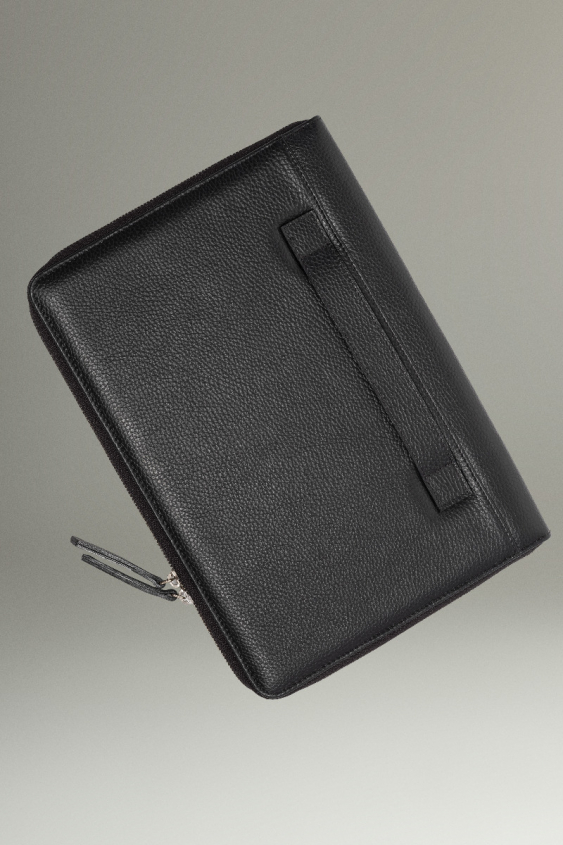  Black leather 13 inch laptop case 