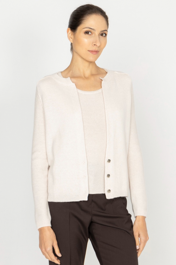 Beigefarbenes Set aus Cardigan und Top