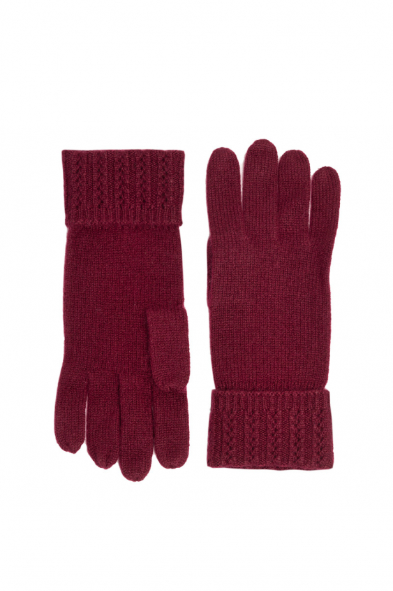 Bordeauxrote Strickhandschuhe aus Kaschmir
