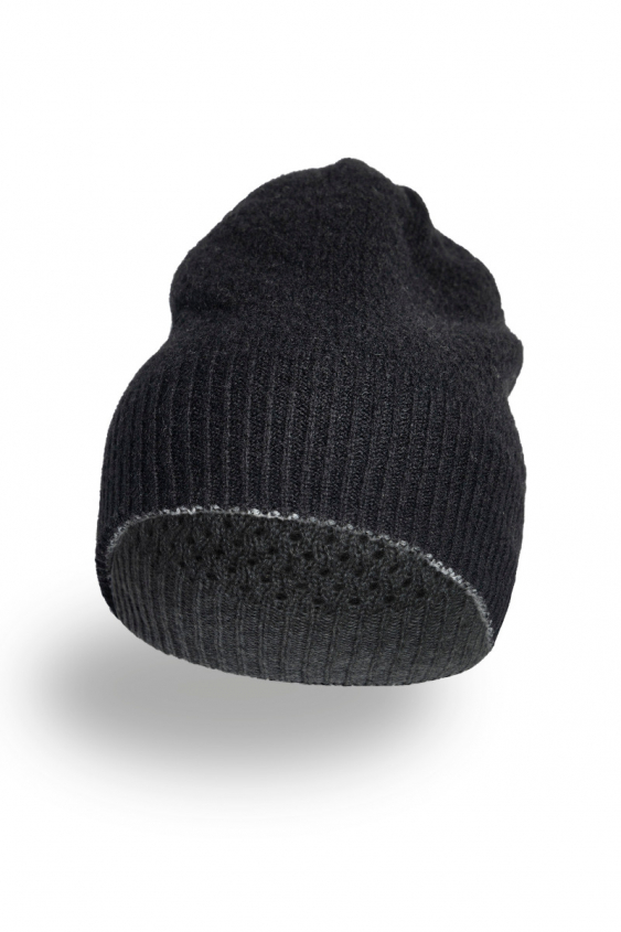 Black and grey cashmere beanie 