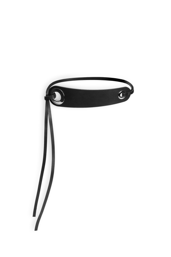 Czarny regulowany pasek ze skóry