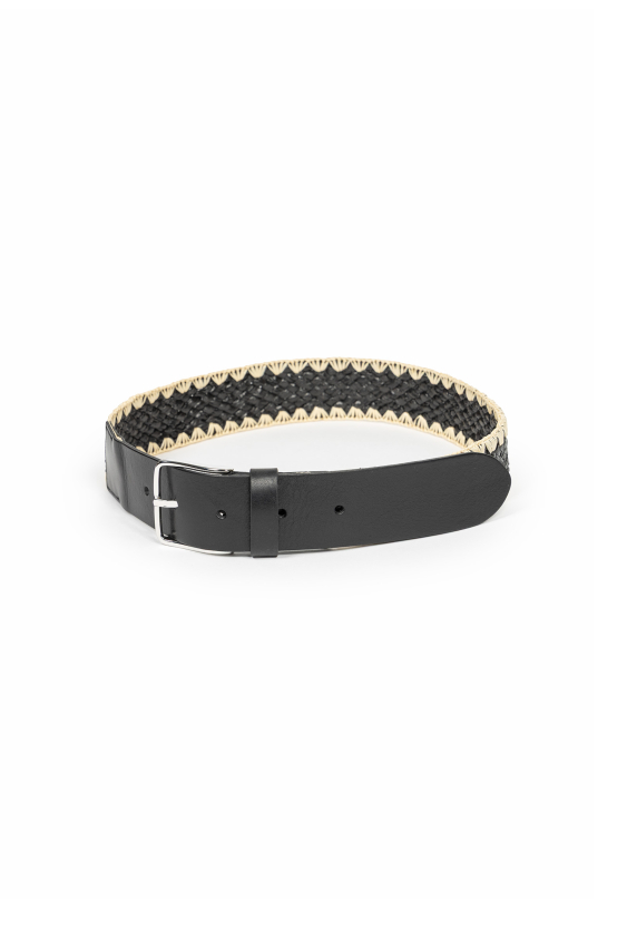 Czarny pasek z plecionki