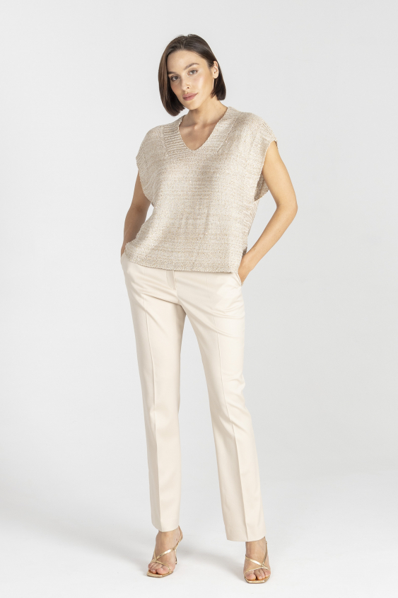Beige knitted vest