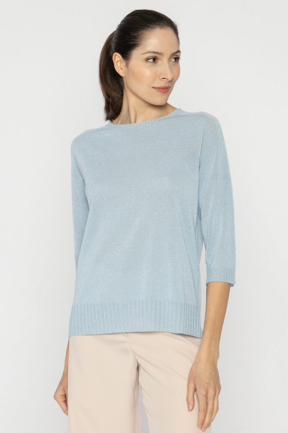Hellblauer Pullover mit 3/4-Ärmeln