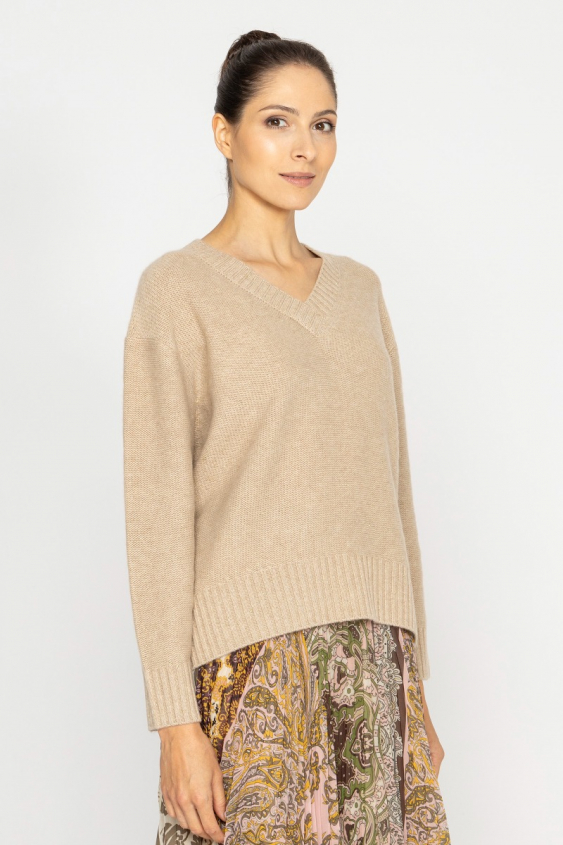 Brauner Kaschmir-Stehkragenpullover