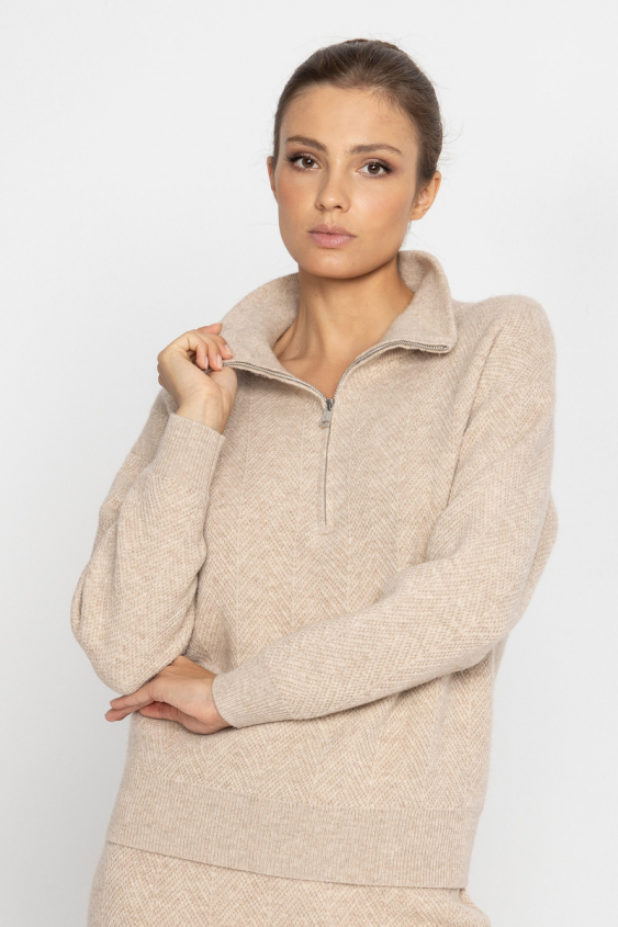 Beigefarbener Pullover aus Wolle und Kaschmir