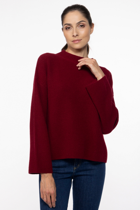 Weinroter Pullover aus Wolle und Kaschmir