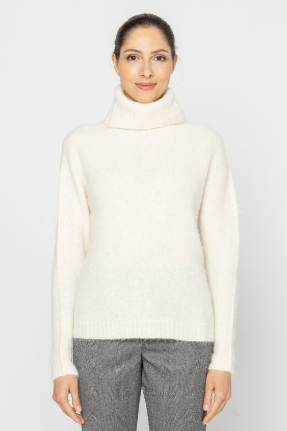 Weißer klassischer Soft-Touch-Rollkragenpullover