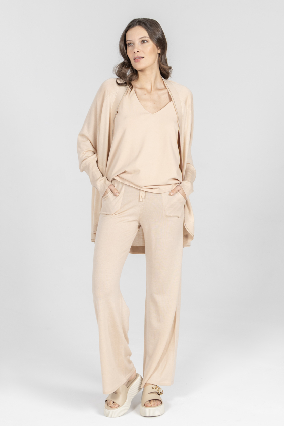 Krótki kardigan z wełny, jedwabiu i kaszmiru