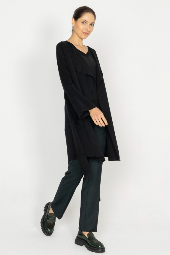 Schwarzer Cardigan-Mantel