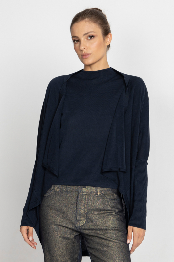 Navy blue cardigan with extended back 