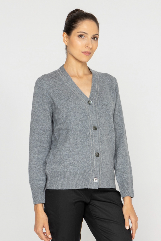 Short grey cashmere cardigan