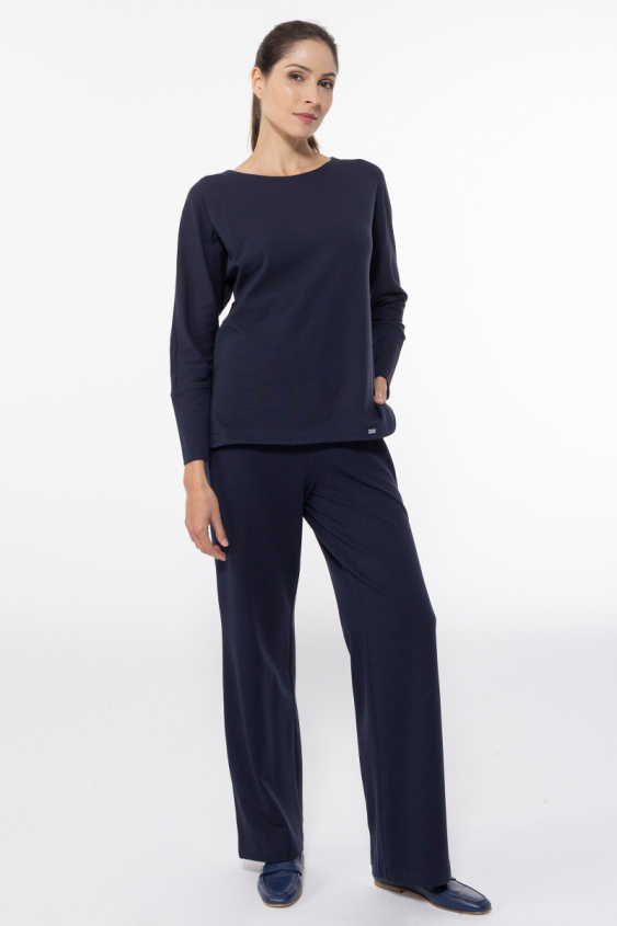 Marineblaue locker geschnittene Jersey-Hose