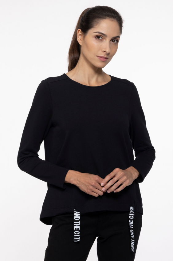 Schwarzes Sweatshirt mit Zierbändern