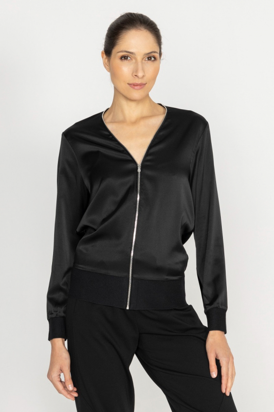 Schwarze Bluse mit Reißverschluss