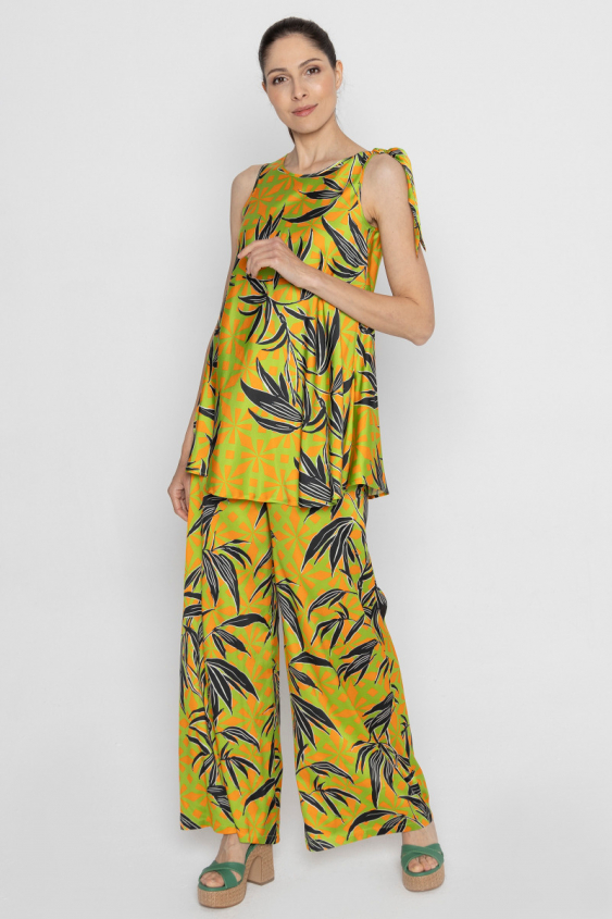 Letnie limonkowe spodnie w print