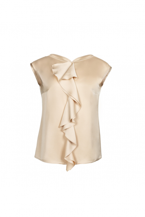 Silk top with decorative frill