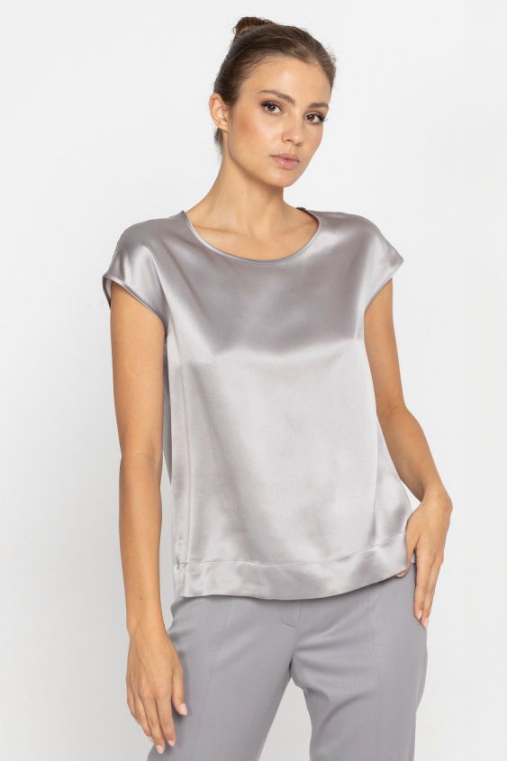 Graues elegantes Top aus Seide